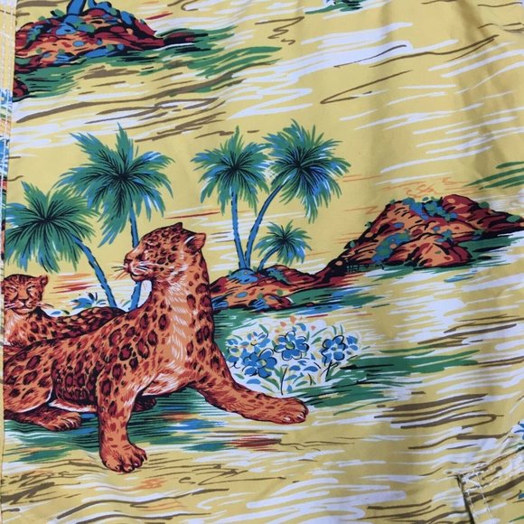 Polo Mens Small 32 to 34 Swim Trunks Shorts Yellow Beach Jaguar Mesh Liner - Picture 6 of 9